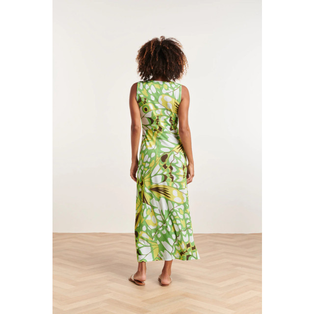 Smashed Lemon 24368 dames maxi jurk met allover groene vlinder print 24368-530-998 large