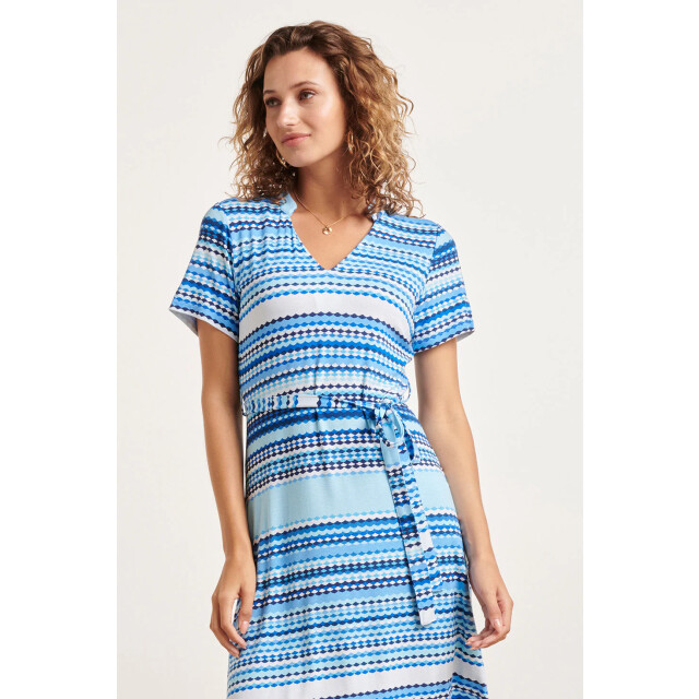 Smashed Lemon 24361 dames korte jurk met blauwe grafische print 24361-600-626 large