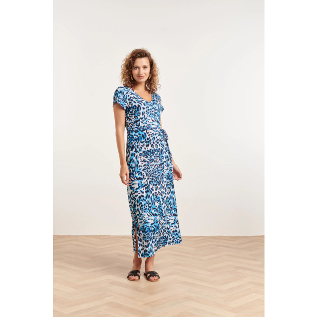 Smashed Lemon 24363 dames maxi witte jurk met blauw en zwart dieren 24363-000-600 large