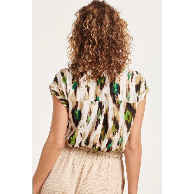 Smashed Lemon 24365 dames witte top met groen en zand dieren print 24365-010-998 large