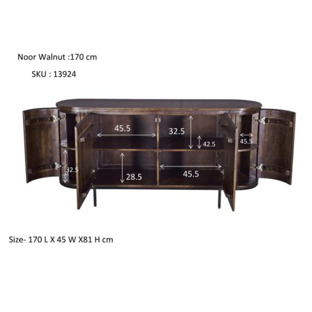 Livingfurn dressoir noor walnut 170cm mangohout / gecoat staal 2630735 large