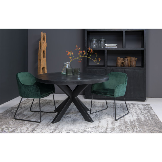 Livingfurn ronde eetkamertafel kala spider tafelpoten van mango hout en gecoat staal 130 cm 2058909 large