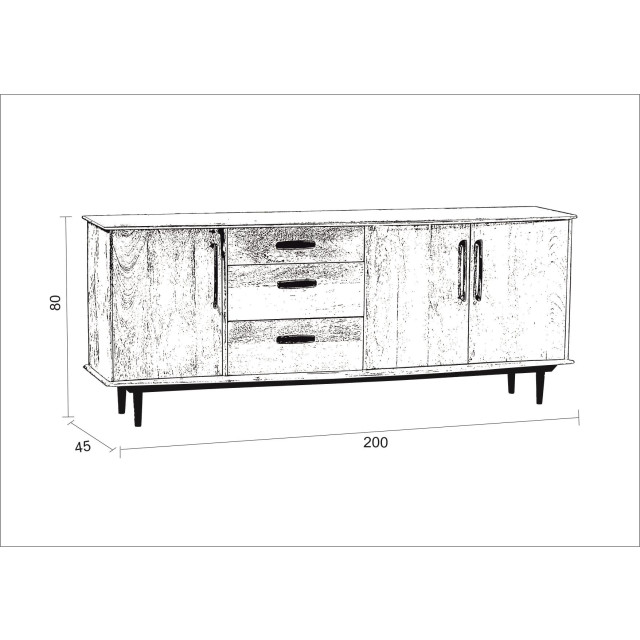 Livingfurn dressoir elias 200cm mangohout 2061611 large