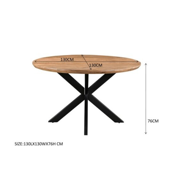Livingfurn eetkamertafel jesper round 130cm mangohout / gecoat staal 2630754 large