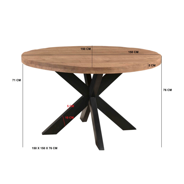 Livingfurn eetkamertafel dakota rond mangohout 150 cm - 2058410 large