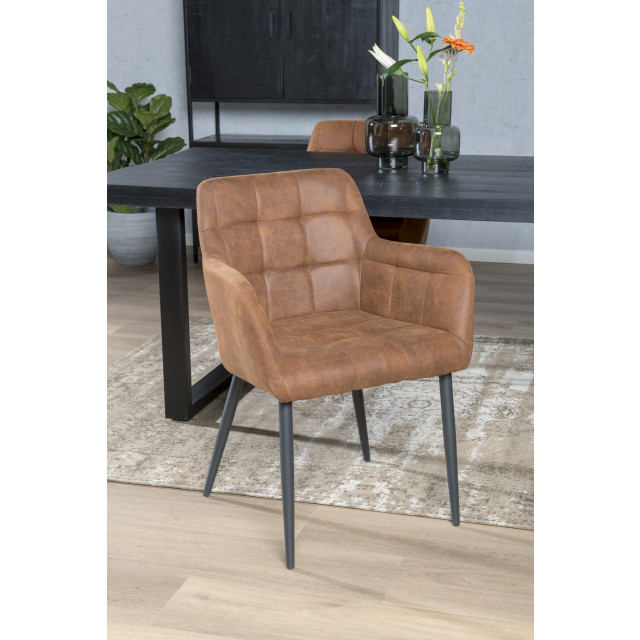 Livingfurn eetkamerstoel bronco cognac stof 64x62x85 2059132 large