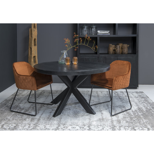 Livingfurn ronde eetkamertafel kala spider tafelpoten van mango hout en gecoat staal 130 cm 2058909 large