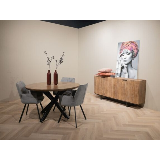 Livingfurn eetkamertafel jesper round 130cm mangohout / gecoat staal 2630754 large