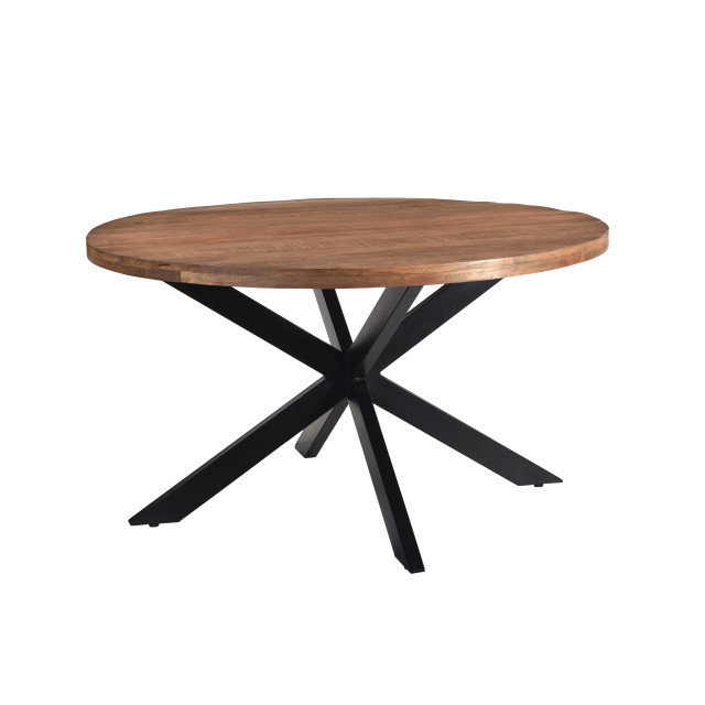 Livingfurn eetkamertafel rocky round spider 130cm mangohout / gecoat staal 2638557 large