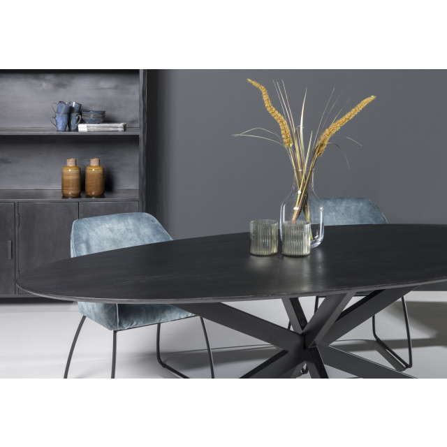 Livingfurn eetkamertafel oslo oval spider black 160 cm mangohout / gecoat staal 2638550 large