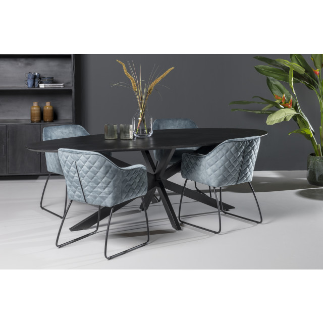 Livingfurn eetkamertafel oslo oval spider black 160 cm mangohout / gecoat staal 2638550 large