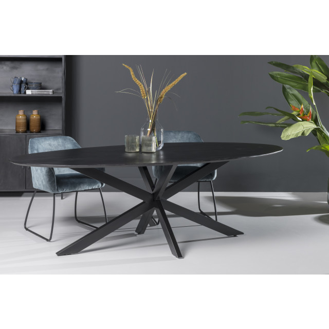 Livingfurn eetkamertafel oslo oval spider black 160 cm mangohout / gecoat staal 2638550 large