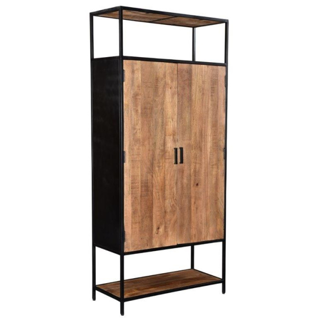 Livingfurn kabinetkast sturdy 2 deurs 100cm mangohout en gecoat staal 2059268 large