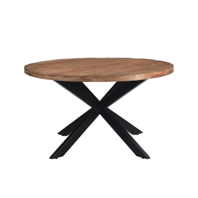 Livingfurn eetkamertafel rocky round spider 150cm mangohout / gecoat staal 2638556 large