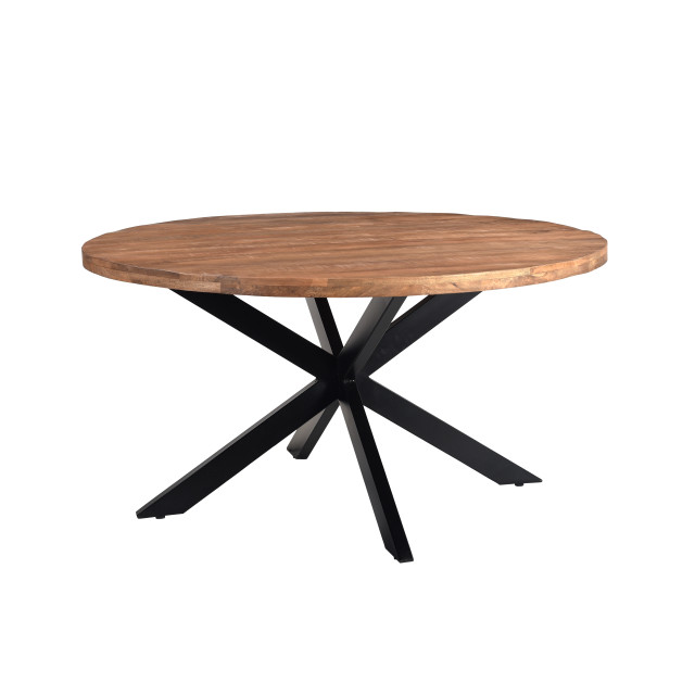 Livingfurn eetkamertafel rocky round spider 130cm mangohout / gecoat staal 2638557 large