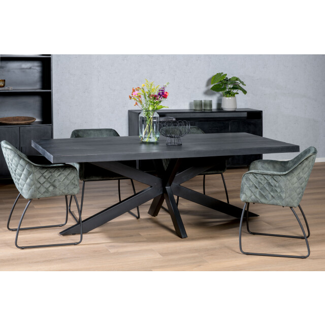 Livingfurn moderne eetkamertafel spider tafelpoten van mango hout en gecoat staal 240 cm 2058928 large