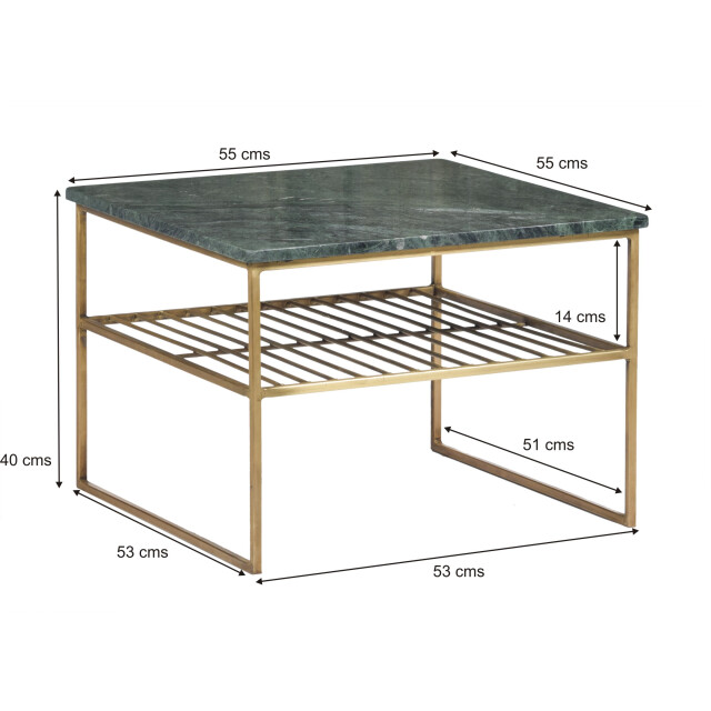 Livingfurn salontafel dian marble groen goud 55x55x40 marmer 2059248 large