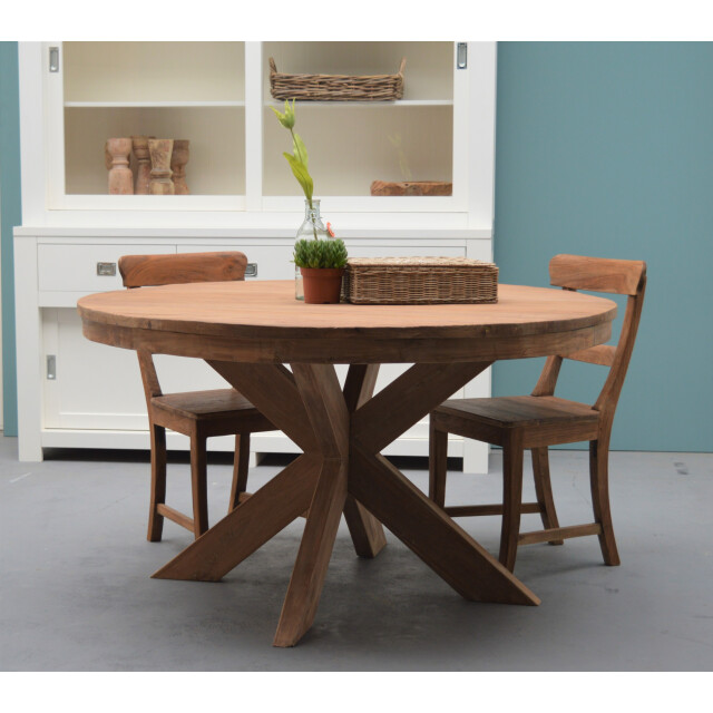 Livingfurn eetkamertafel beek roud spider leg teakhout 130 cm 2058733 large