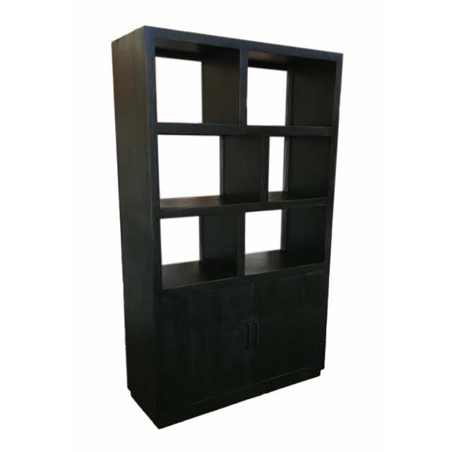Livingfurn vitrinekast jaxx black 120cm mangohout 2658004 large