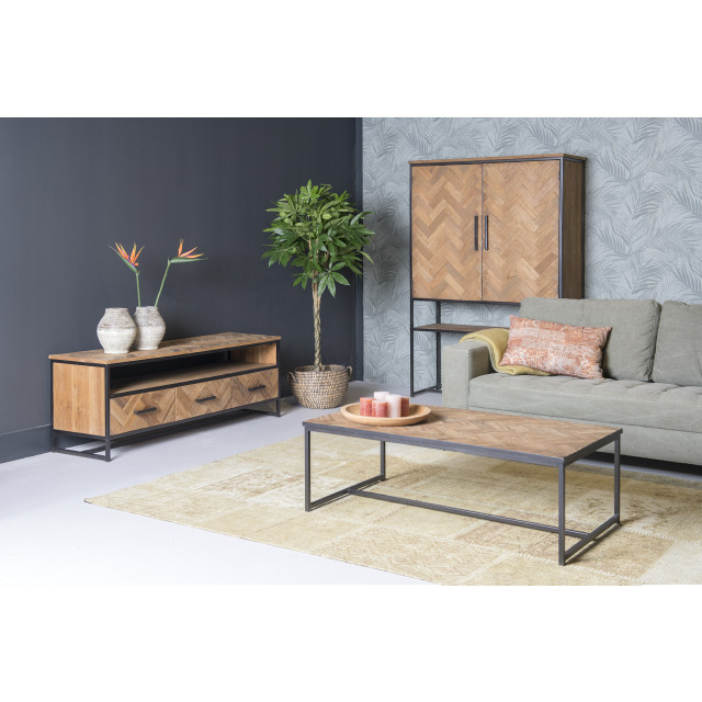 Livingfurn tv meubel accent 180 cm teakhout / gecoat staal 2058540 large