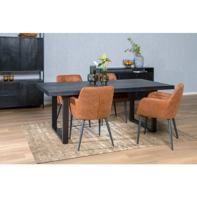 Livingfurn moderne eetkamertafel kala u-poten eettafel van mango hout gecoat staal 180 cm 2058932 large