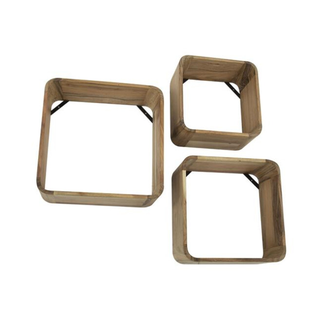 Hoyz wandschap vierkant acaciahout set van 3 2762968 large