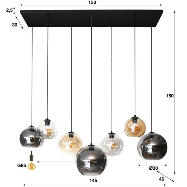 Hoyz Hoyz hanglamp 4+3 multi globe xl 7 lichtpunten artic 2596072 large