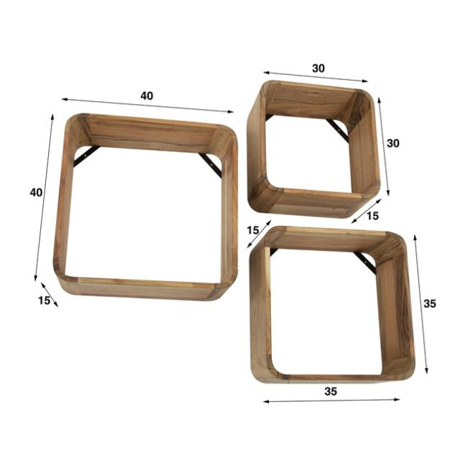 Hoyz wandschap vierkant acaciahout set van 3 2762968 large