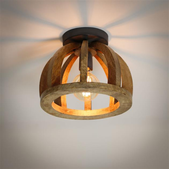 Hoyz Hoyz plafondlamp gebogen houten spijl massief mangohout 2156027 large