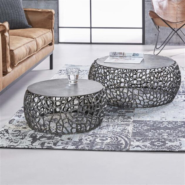 Hoyz Hoyz salontafel maze /grijs metaal set van 2 75x75x30 2061112 large