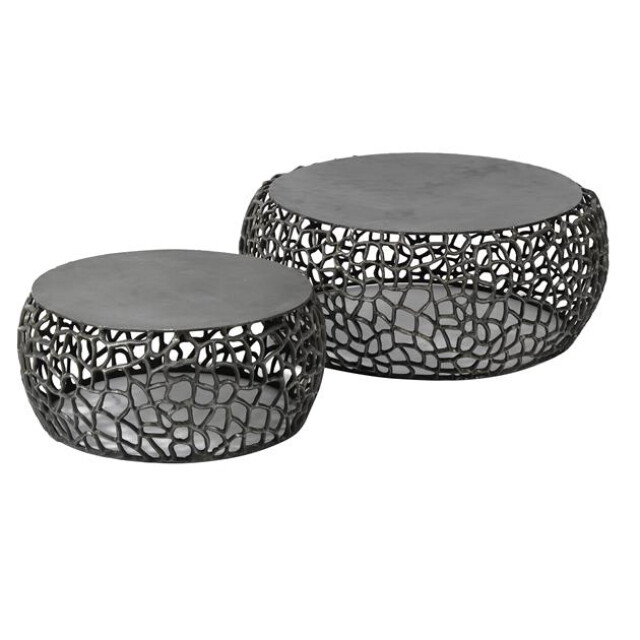 Hoyz Hoyz salontafel maze /grijs metaal set van 2 75x75x30 2061112 large