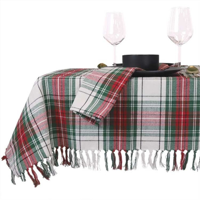 Unique Living tafelkleed xmas tartan 150x300cm white 2763302 large