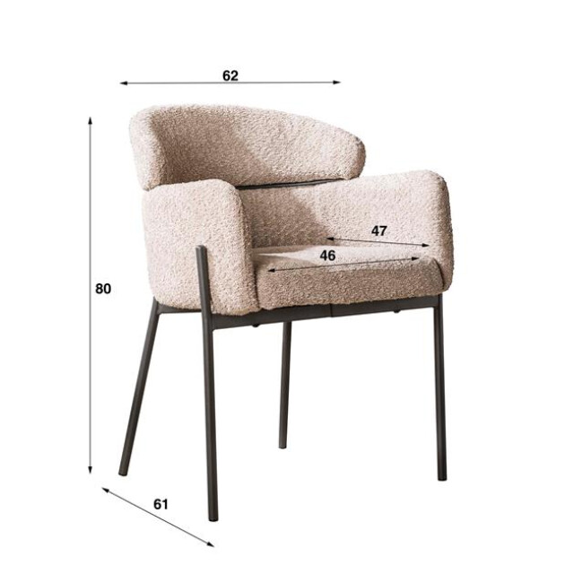 Hoyz Hoyz armstoel boucle ronde rug zandkleur 2 stuks 2596092 large