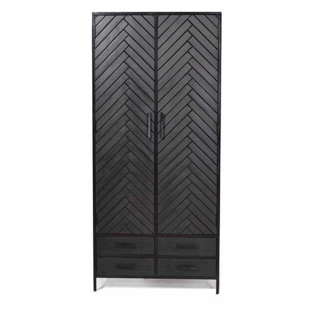 Livingfurn kabinetkast york 2 lade 90cm mangohout / gecoat staal 2658008 large