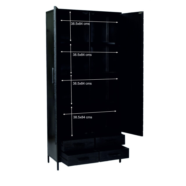 Livingfurn kabinetkast york 2 lade 90cm mangohout / gecoat staal 2658008 large
