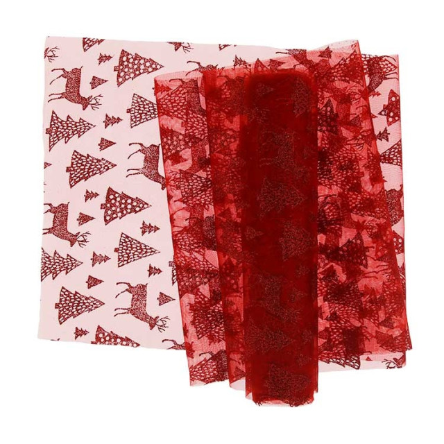 Unique Living decofabric glitter forest 28x300cm red 2763174 large