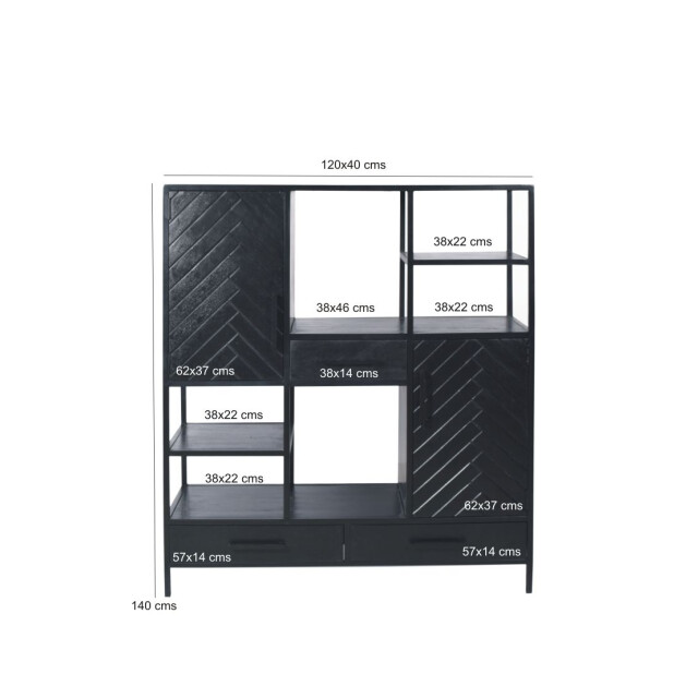 Livingfurn kabinetkast york 140cm mangohout / gecoat staal 2657994 large