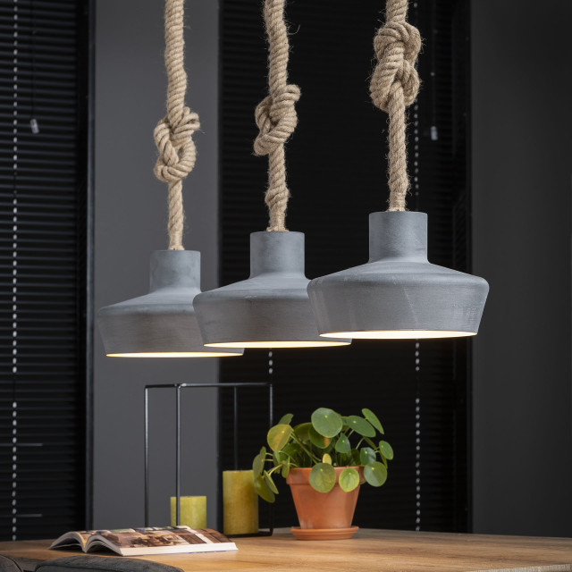 Hoyz Hoyz hanglamp 3xØ28 betonlook lampenkappen diverse hoogtes 2061388 large