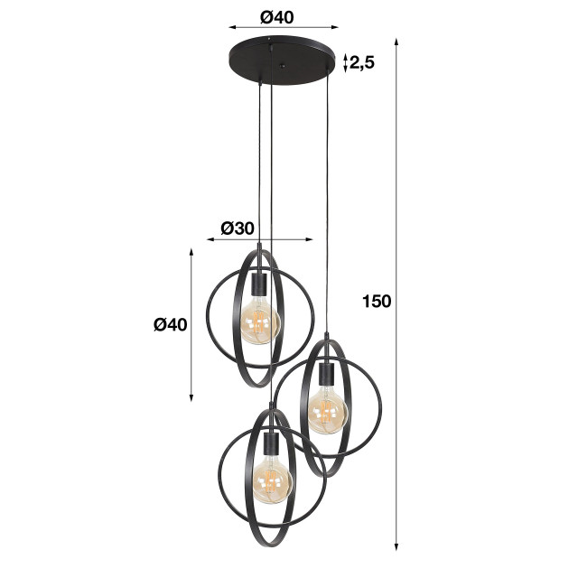 Hoyz Hoyz hanglamp met 3 lampen turn around zwart industrieel 2061448 large