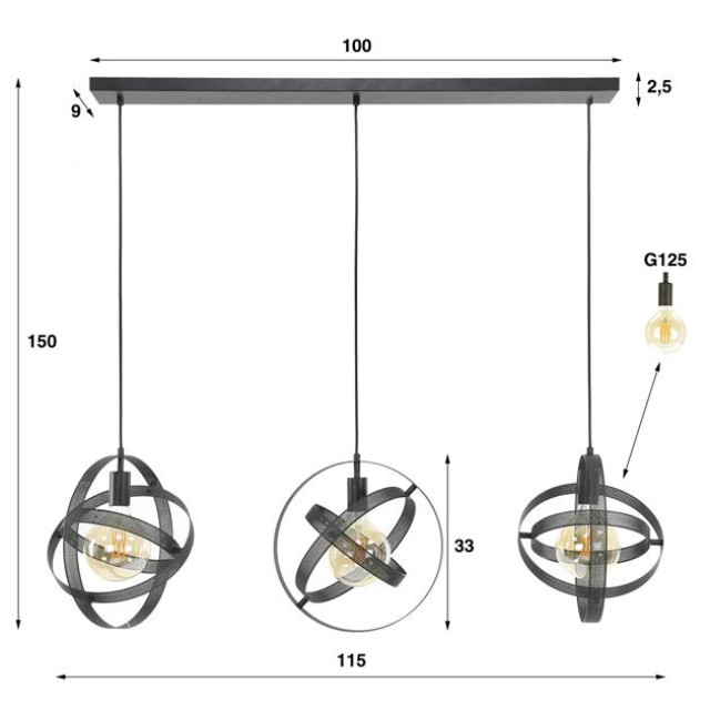 Hoyz hanglamp 3l cosmos mesh artic 2758795 large