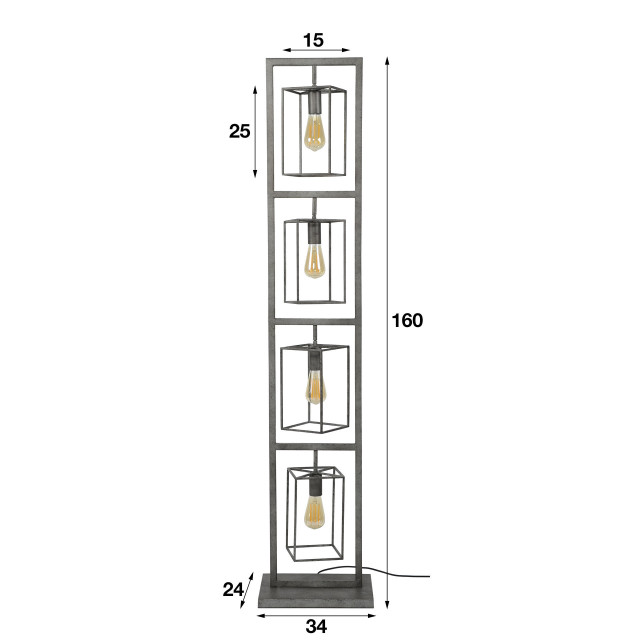 Hoyz Hoyz vloerlamp cubic tower 4 lampen 34x24x160 2061264 large