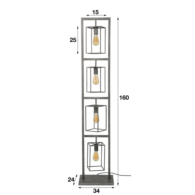 Hoyz Hoyz vloerlamp cubic tower 4 lampen 34x24x160 2061264 large