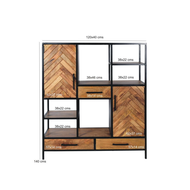 Livingfurn kabinetkast brooklyn 140cm mangohout / gecoat staal 2657998 large