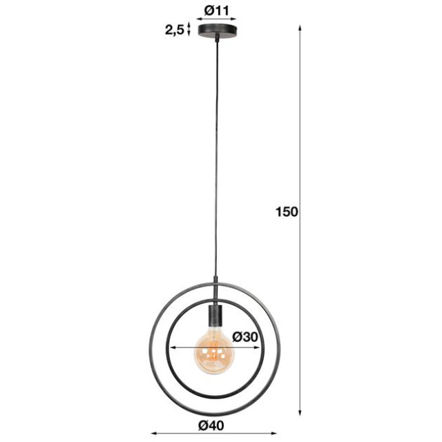 Hoyz Hoyz industrieel hanglamp 1 lamp turn around zwart 2061447 large