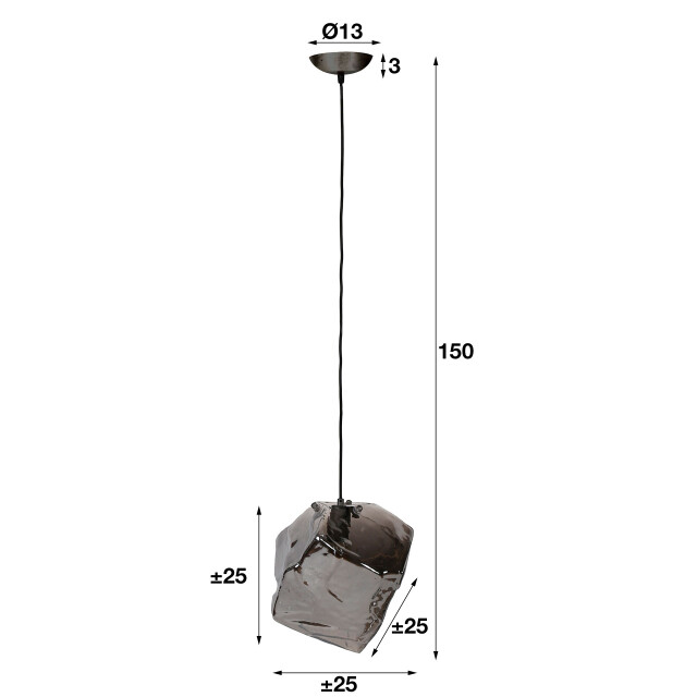 Hoyz Hoyz hanglamp rock chromed 1 lamp /zwart industrieel 2061258 large