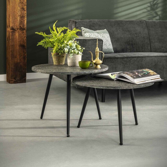 Hoyz Hoyz salontafel metallic Ø55 rond set van 2 55x55x43 2061107 large