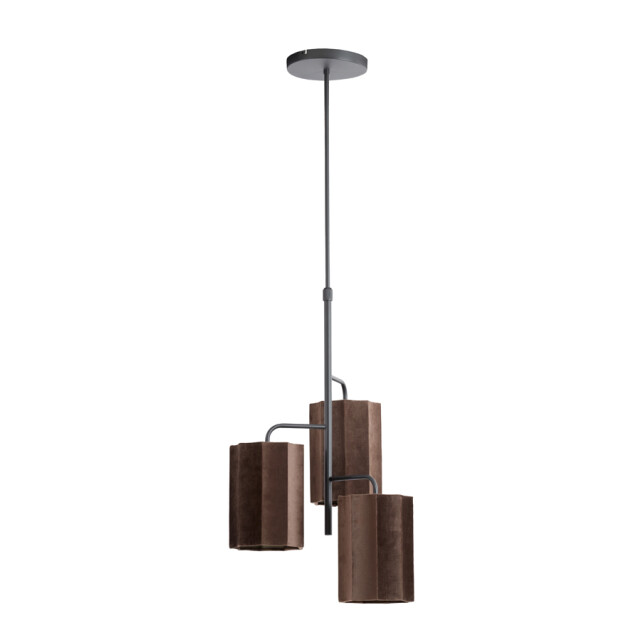 Light & Living hanglamp 3l Ø48x25 cm edisa velvet donker +mat zwart 2883137 large