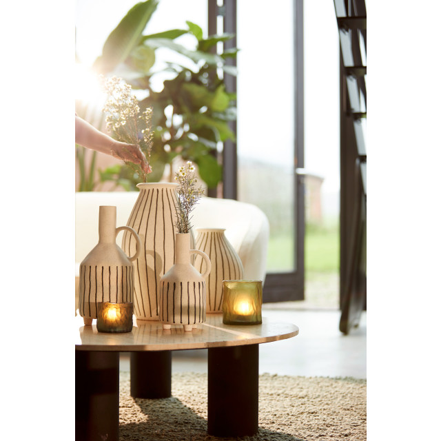 Light & Living vaas deco Ø23,5x43 cm diphu keramiek crème-zwart 2882897 large