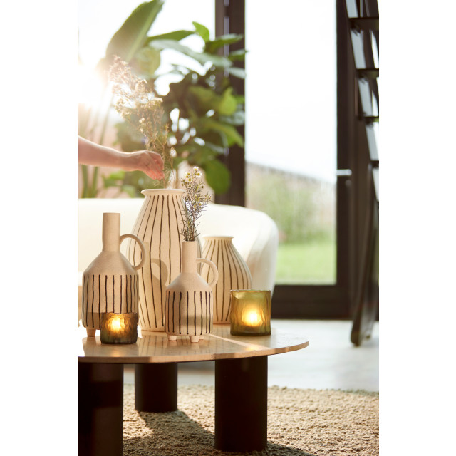 Light & Living vaas deco Ø23x29 cm diphu keramiek crème-zwart 2882896 large