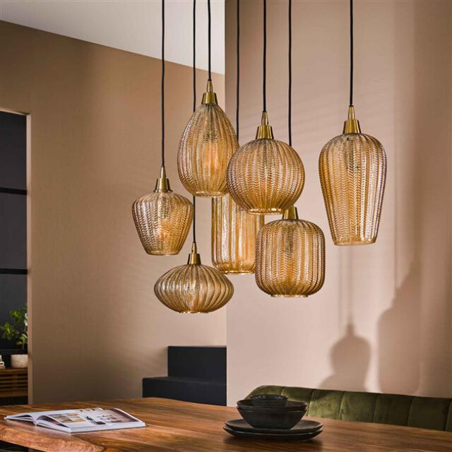 Hoyz Hoyz hanglamp pattern 4+3 lampen glass 2596050 large